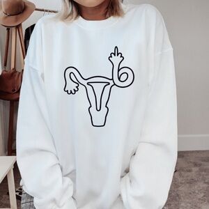 Middle Finger Uterus Graphic Sweatshirt Womens Rights